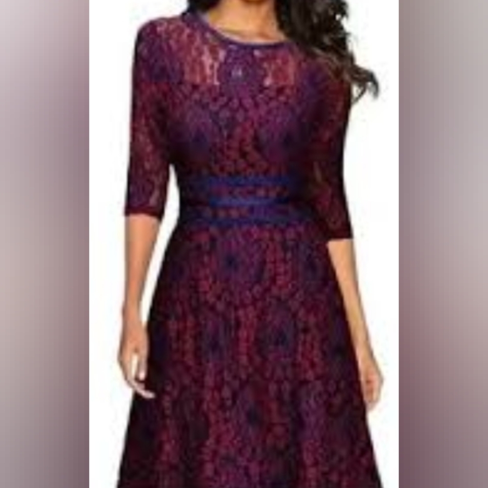 Miusol Women's Fit and Flare Lace Dress Size S